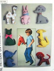 7744 SIMPLICITY 7 SMALL STUFFED TOYS, HOBBY HORSE 41'' HIGH 1976 PATTERN
